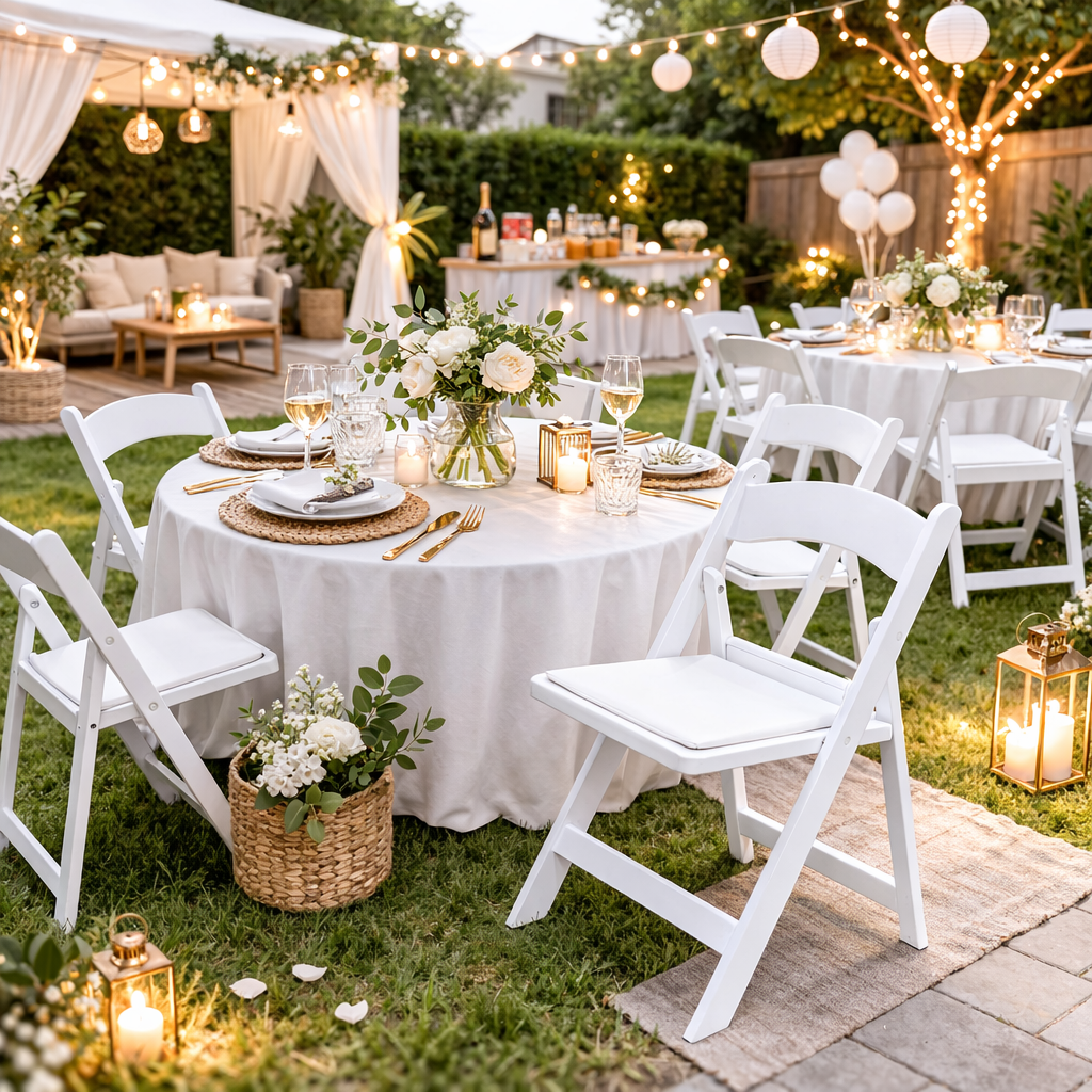 White Resin Folding Chair