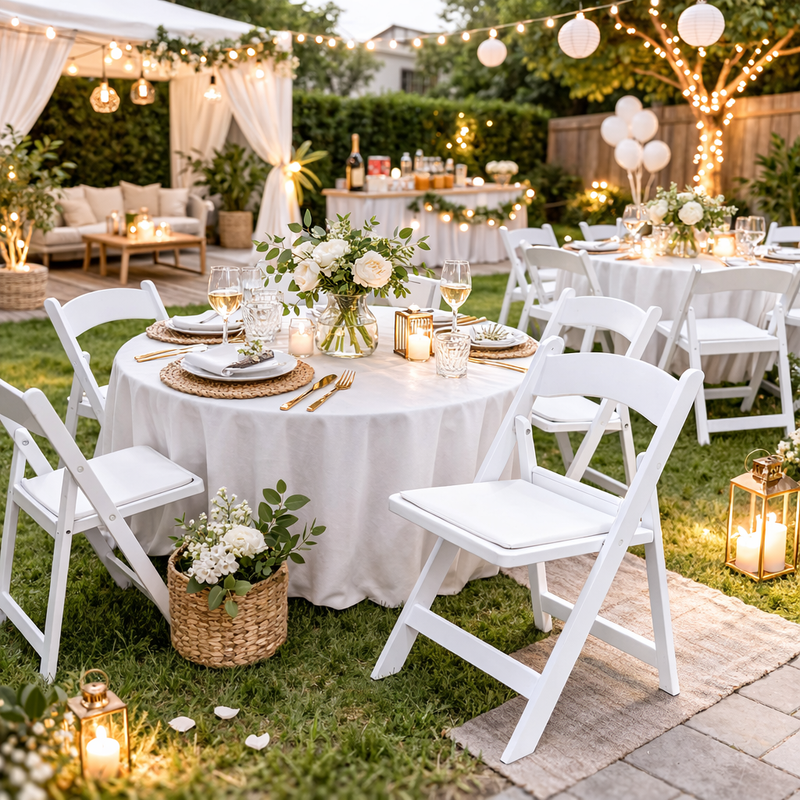 White Resin Folding Chair