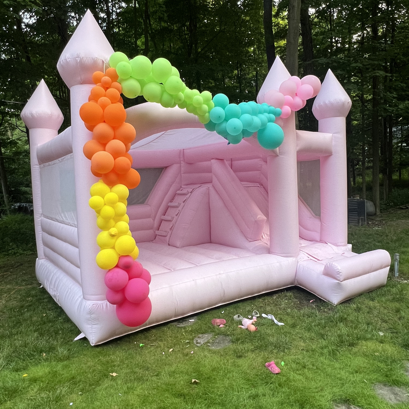 Pink Pastel Bounce House with Slide
