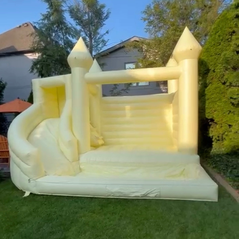 Yellow Pastel Bounce House with Slide