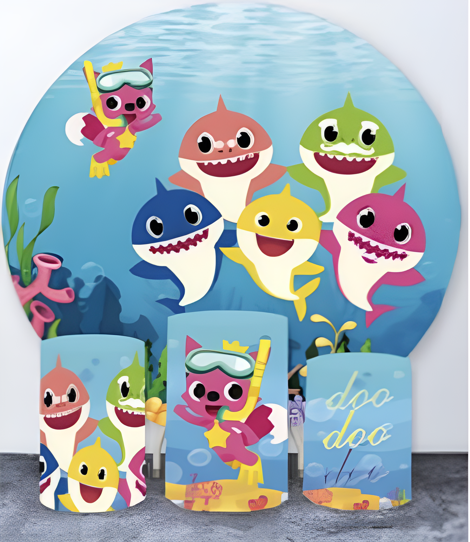 Baby Shark Round Backdrop