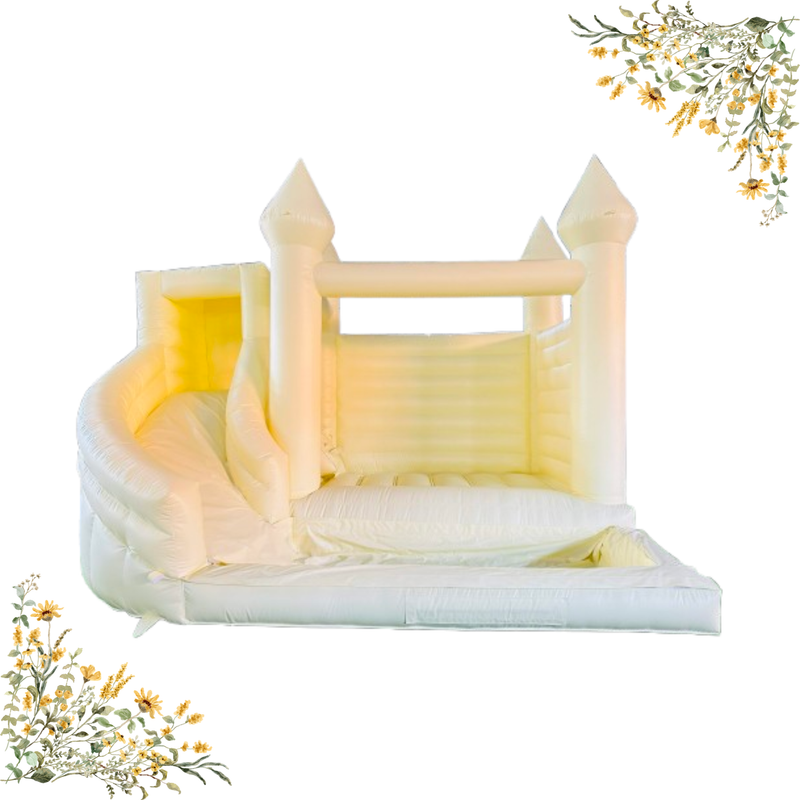 Yellow Pastel Bounce House with Slide